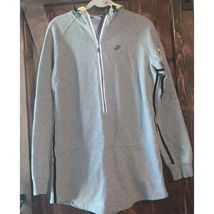 Nike Light Gray Half-Zip Hoodie with Black Trim and Yellow Accents
